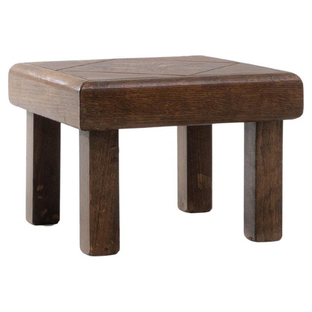 1970s French Oak Coffee Table With Floral Ceramic Top For Sale - Image 9 of 18
