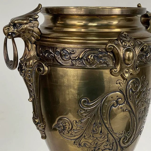 Pair of 19th Century French Napoleon III Period Bronze & Brass Urns For Sale - Image 10 of 13