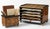 Elegant vintage executive desk organizer set crafted in lacquered wood with intricate marquetry-style decoration and...
