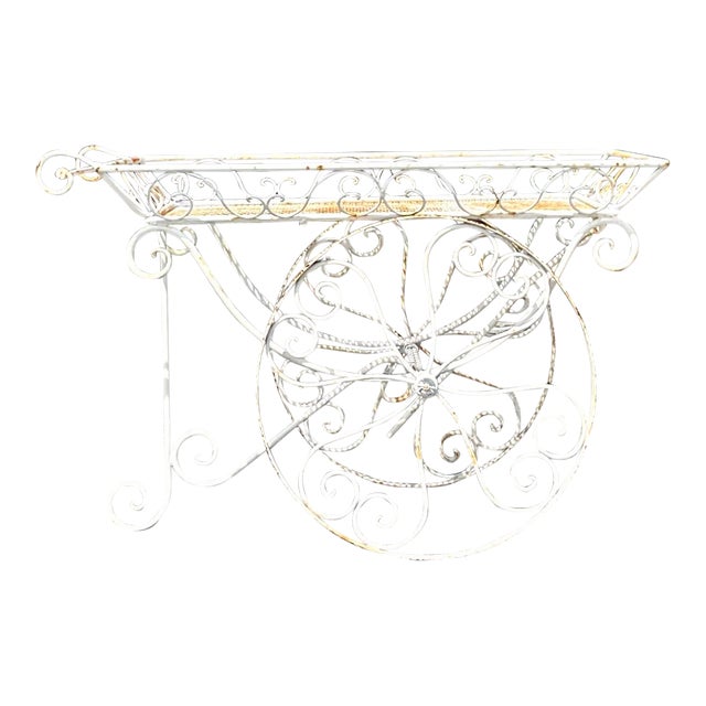 Mid 20th Century Vintage Wrought Iron Bar Cart For Sale