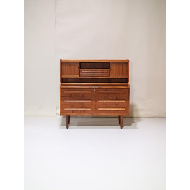 Mid-Century Modern Vintage Danish Secretaire in Teak by Sigfred Omann for Ølholm, 1960s For Sale - Image 3 of 18