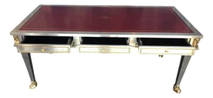 John Vesey Stainless Steel & Bronze Desk With Red Leather Top, Usa, Late 20th C.