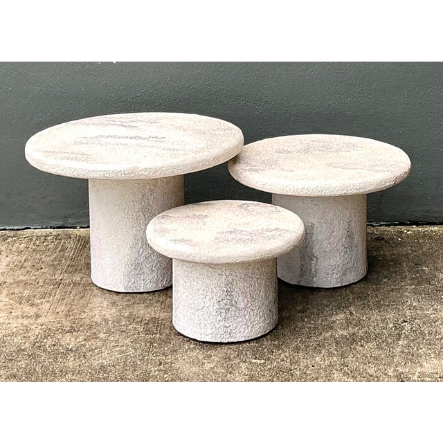Vintage Textured Faux Stone Side Tables For Sale - Image 4 of 12