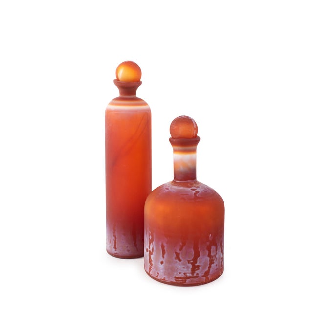 Mercer Glass Capped Bottle in Tangerine- Short For Sale In Chicago - Image 6 of 9