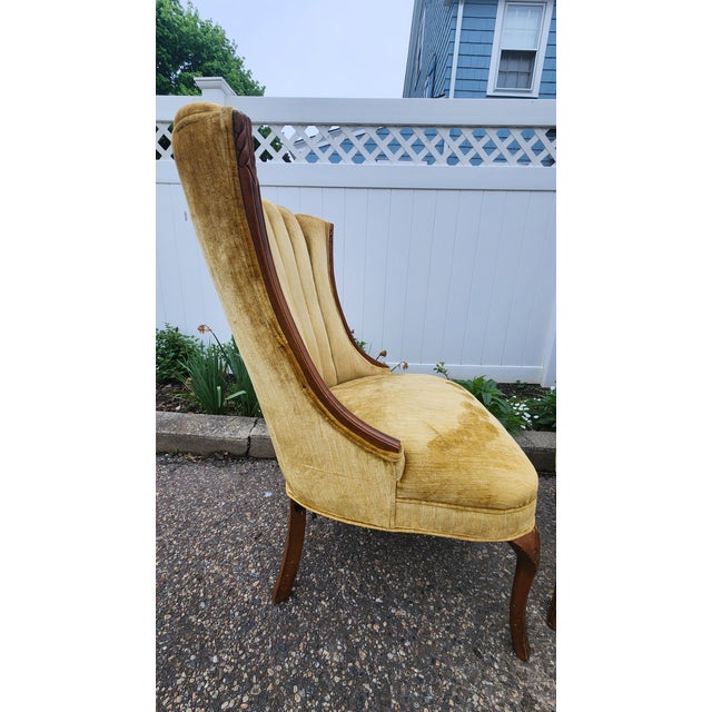 Wood Pair of Vintage Hollywood Regency Shell Back Slipper Chairs, 1940s Style For Sale - Image 7 of 18