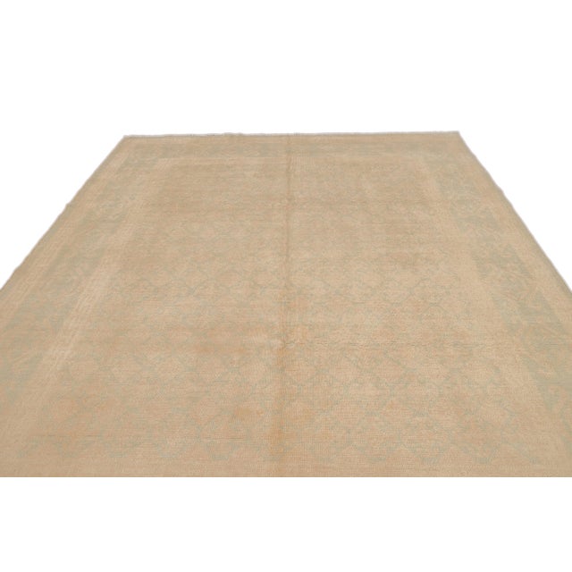 Textile Modern Khotan Style Tan Handmade Geometric Wool Rug For Sale - Image 7 of 9