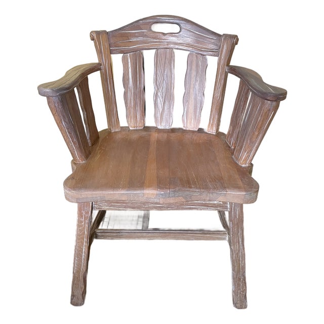 Vintage 1963 Attributed to A. Brandt Ranch Oak Rustic Captains Chair For Sale
