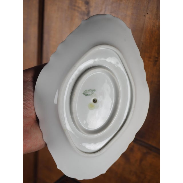 Early 20th French Limoges Sauce Boat With Kingfisher and Flower Decoration For Sale - Image 9 of 13