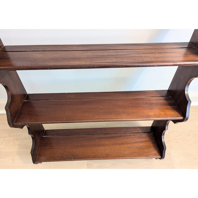 Late 19th Century Late 19th Century Mahogany Hanging Wall Shelf Whale End Scrolled 4-Tier For Sale - Image 5 of 14