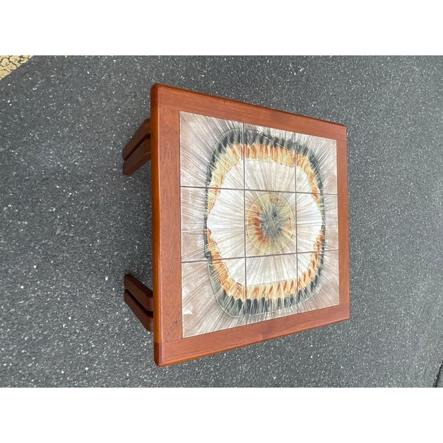 1970s Danish Mid-Century Modern Floating Tile Top Teak Square Coffee Table For Sale - Image 4 of 8