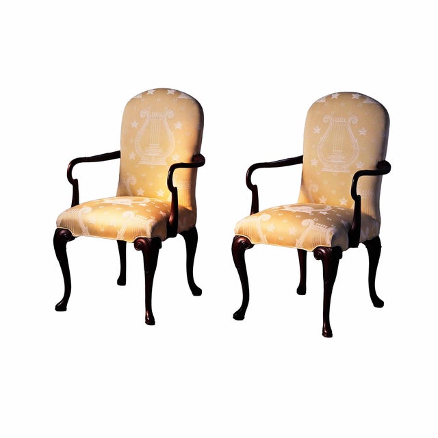 Light Yellow Vintage Councill Armchairs - Custom Upholstered - A Pair For Sale - Image 8 of 8