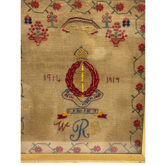 This remarkable antique embroidery piece pays tribute to the Royal Army Medical Corps, commemorating their service during...