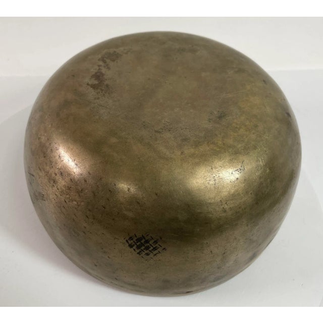 Large Hammered Brass Singing Bowl Nepal 1950s For Sale - Image 10 of 12