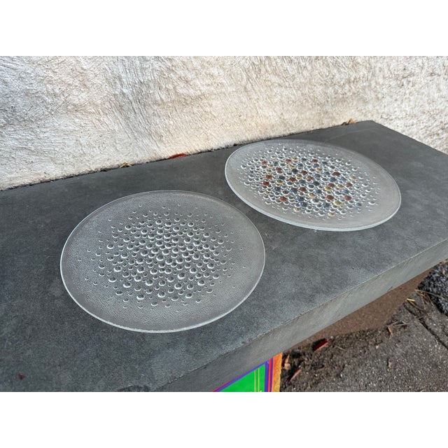 Iittala Vintage Drost Jan Sylwester Asteroid Plate 9 3/4" & 12” Zabkowice Art Glass For Sale - Image 4 of 4