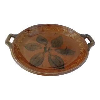 Large Mexican Redware Pottery Centerpiece Platter For Sale