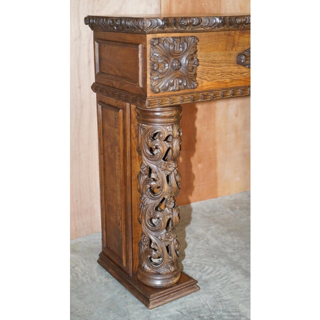 Antique Hand Carved Solid Elm Fireplace Column, 1880s For Sale - Image 5 of 18