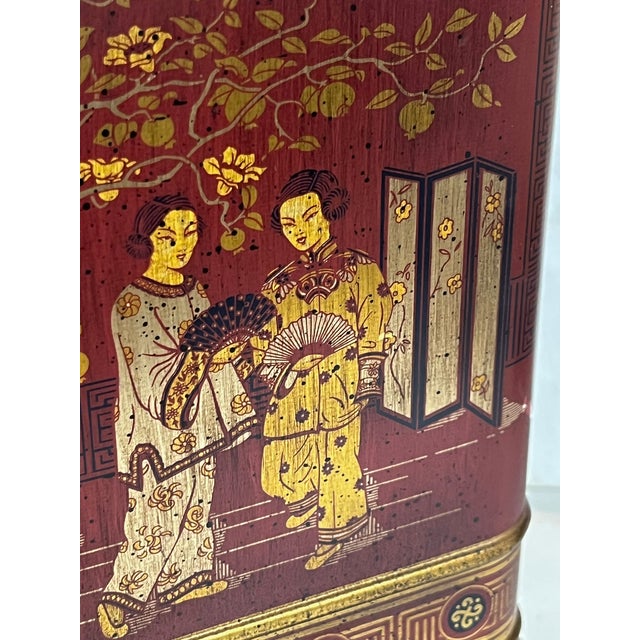 Vintage Asian Style Red Tea Caddy Lamp Style of Frederick Cooper For Sale - Image 13 of 14
