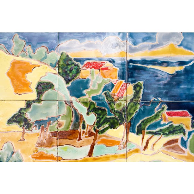 Mid-Century French Ceramic Glazed Tile Panel of Anduze, 1960s For Sale - Image 6 of 8