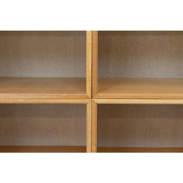 Danish Modern Modular Oak and Hessian Bookcase from HG, 1970s, Set of 6 For Sale - Image 13 of 18