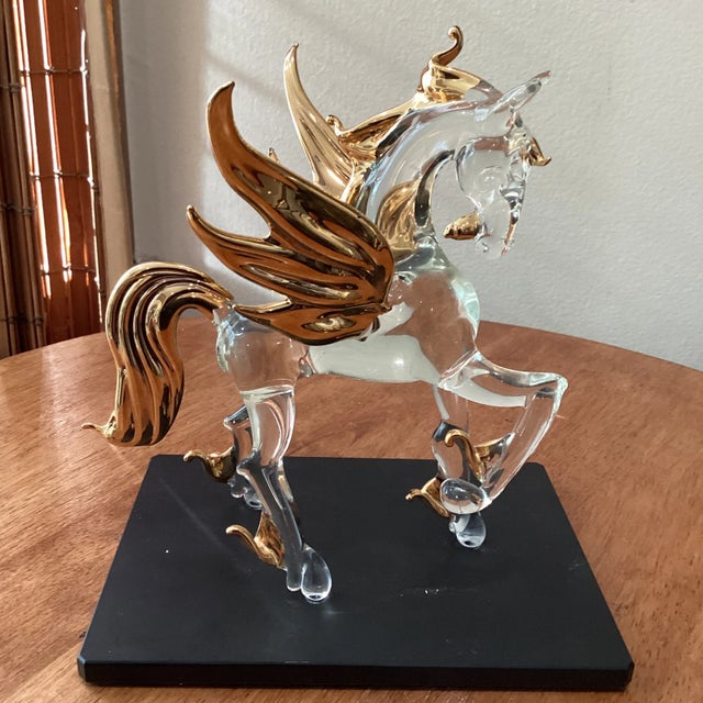 Late 20th Century Crystal and Gold Leafs With Base Murano Style Pegaso For Sale - Image 13 of 13