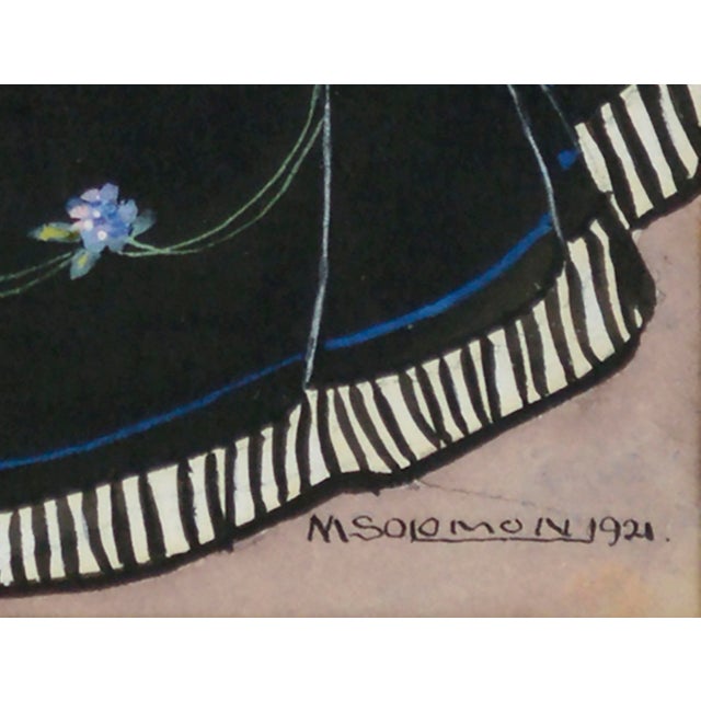 1920s 1920's Historical Fashion Illustration of Lady in 17th Century Dress by M. Solomon For Sale - Image 5 of 6