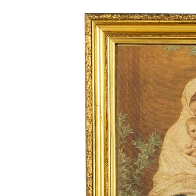Painting - Nicolo Barabino - 19th Century. 'Our Lady of the Olive Tree with the Child Jesus'. Print on canvas. Framed....