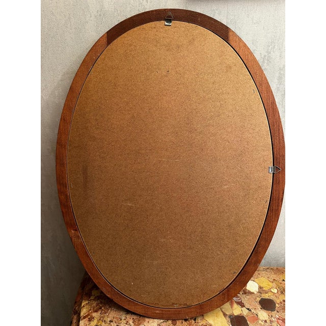Vintage Oval Mirror in Stained Wood, 1970s For Sale - Image 16 of 17