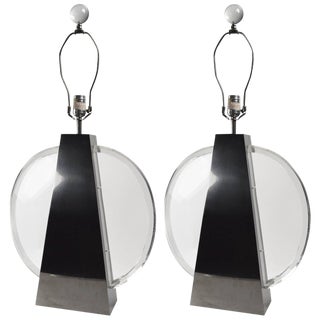 Chapman Chrome and Lucite Lamps - a Pair For Sale