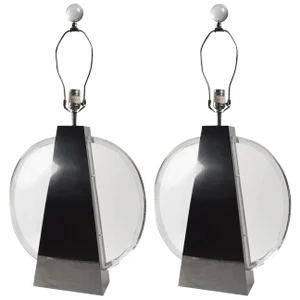 Chapman Chrome and Lucite Lamps - a Pair