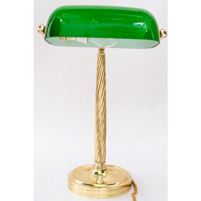 Banker Table Lamp with Glass Shade, Vienna, 1920s For Sale - Image 10 of 18