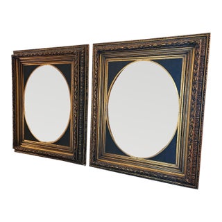 Pair of Antique Neoclassical Gilded Oval Wall Mirrors For Sale