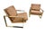 Elevate your space with this stylish pair of vintage circa 1980s Thayer Coggin lounge chairs, showcasing sleek flat bar...