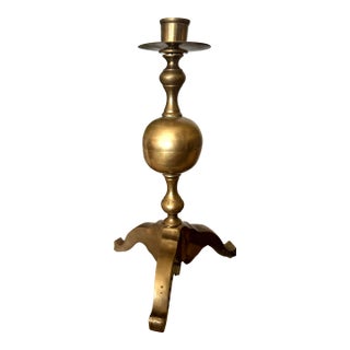 Vintage Brass Candlestick Finial – Knopped Baluster Form – Queen Anne Style Decorative Accent For Sale