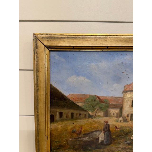 Farmhouse 19th Century Oil on Canvas For Sale - Image 3 of 10
