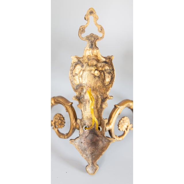 19th Century French Gilt Bronze Wired Wall Sconces - a Pair For Sale - Image 9 of 9