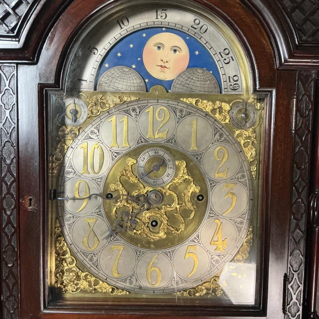 Edwardian Mahogany Three Train Longcase Clock, 1905 For Sale - Image 3 of 9