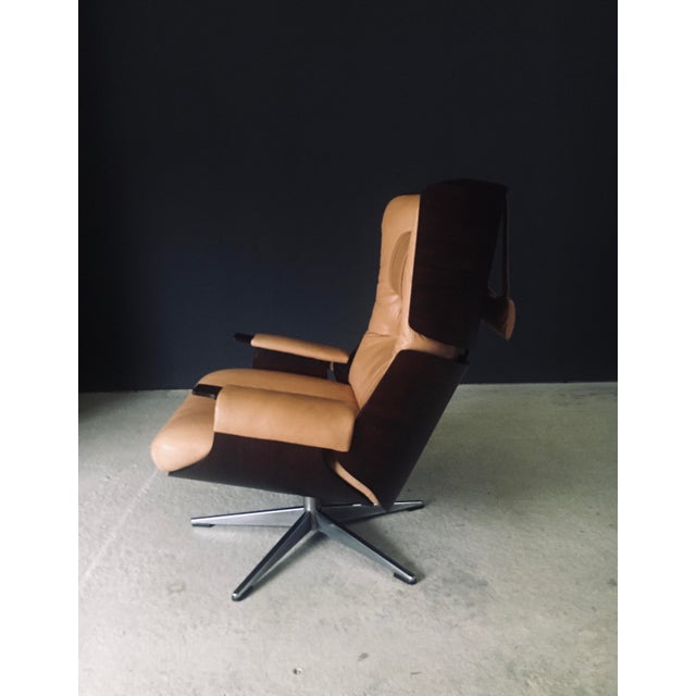 Set of Mid-Century Modern Leather Lounge Chair and Ottoman, Germany, 1960s For Sale - Image 10 of 18