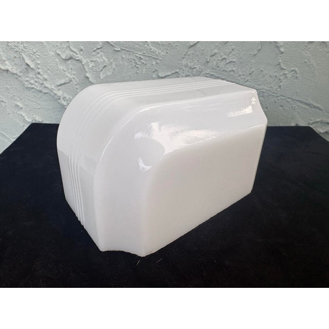 1930s Art Deco Streamline White Milk Glass Sconce Slip Shade For Sale - Image 4 of 9
