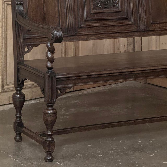 Wood A 19th Century Dutch Carved Oak Renaissance Revival Hall Bench For Sale - Image 7 of 18