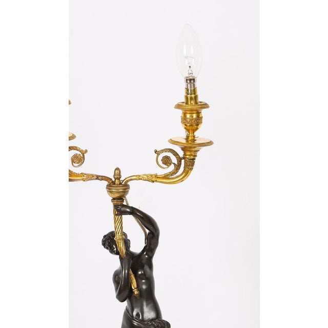 Antique French Bronze and Ormolu Two Light Candelabra, Set of 2 For Sale - Image 15 of 18