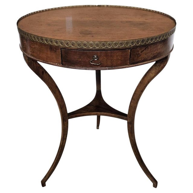 Vintage Italian Round Walnut Side Table, 1930s For Sale - Image 9 of 9