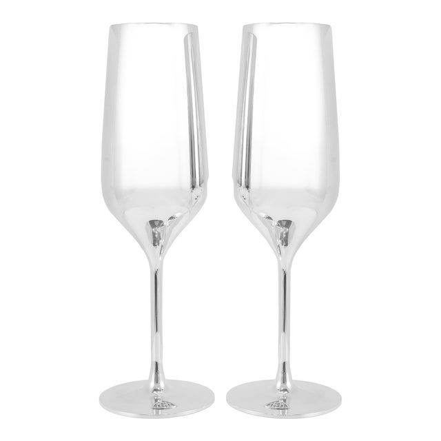 Maybach by Robbe & Berking Pair of Silver Plated Champagne Flute For Sale