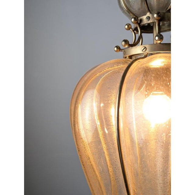 Murano Glass Lantern with Gold Foil and Brass from Barovier & Toso, 1960s For Sale - Image 13 of 18