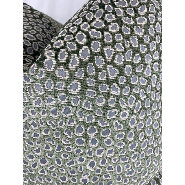 Transitional Cheetah Epingle Cut Velvet in Sage 22" Pillows-a Pair For Sale - Image 3 of 3