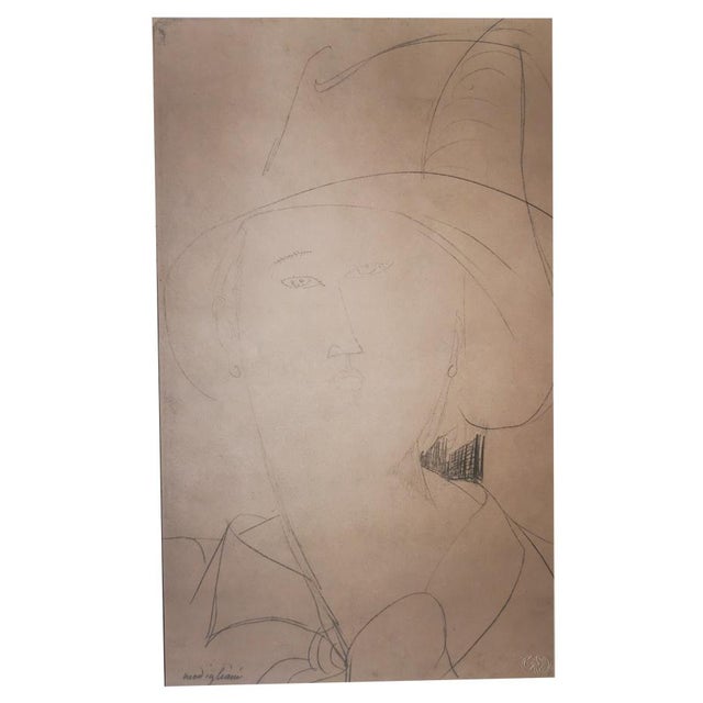 Amedeo Modigliani, Head of a Woman with a Hat, 1959, Original Lithograph For Sale - Image 7 of 7