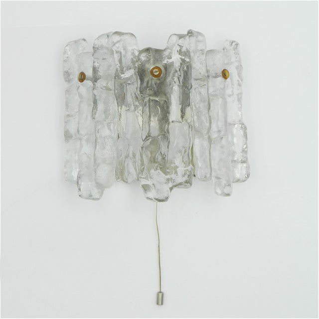 Vintage Ice Glass Wall Light by J. T. Kalmar, Vienna, Austria, 1970s For Sale - Image 13 of 13