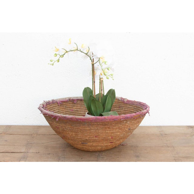 Brown 24"Dm Antique Harvest Coiled Basket For Sale - Image 8 of 8