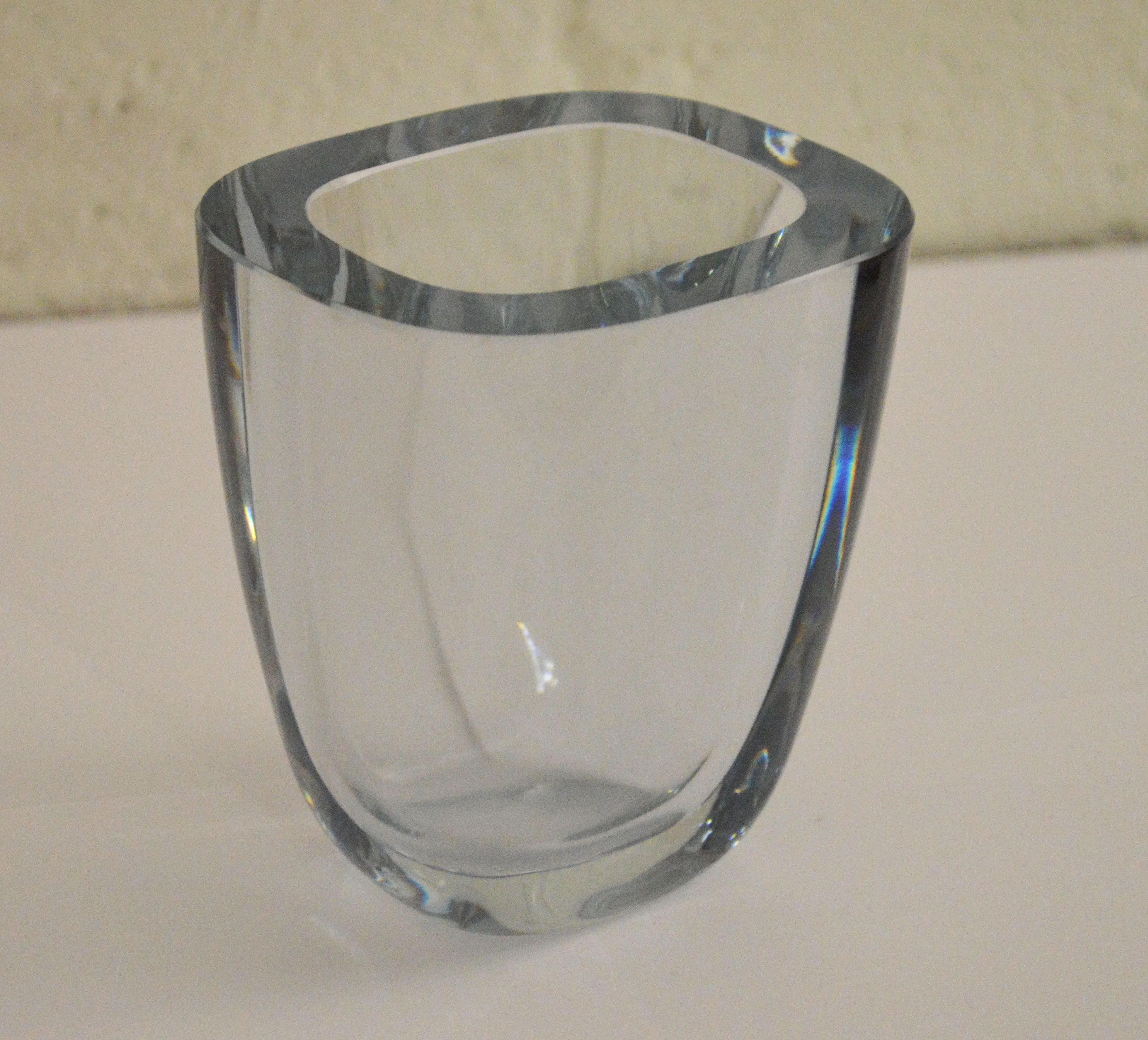 Strombergshyttan Mid-Century Art Glass Crystal Vase by Gerda