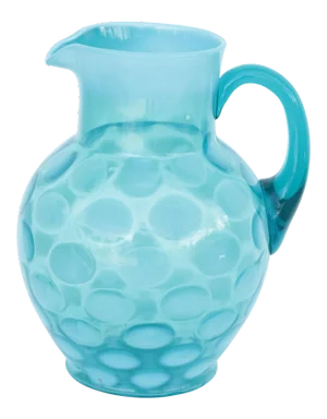 Blue Opalescent Coin Dot Spotted Pitcher