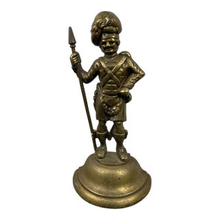 Antique Brass Figural Highlander Doorstop For Sale